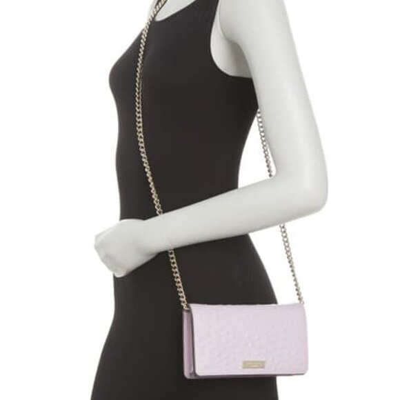 Kate Spade Purple Leather Ostrich Embossed Foldover Crossbody Wallet Handbag New - Picture 2 of 12